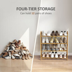 Wyld Haus Dicove Bamboo 4-Tier Freestanding Shoe Rack Natural Finish - Slatted Stepped Shelves For Hallway And Bedroom Storage - thumbnail 5