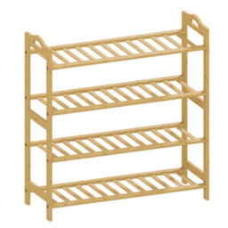 Wyld Haus Dicove Bamboo 4-Tier Freestanding Shoe Rack Natural Finish - Slatted Stepped Shelves For Hallway And Bedroom Storage - thumbnail 2