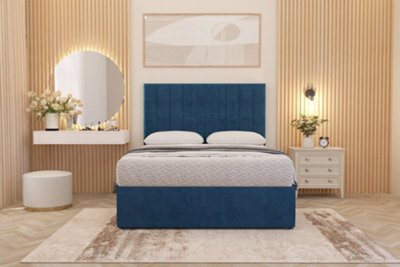 Somnior Beds Somnior Alexas Divan Bed Set With Midnight Pocket Sprung Mattress And Headboard Navy Plush - image 1