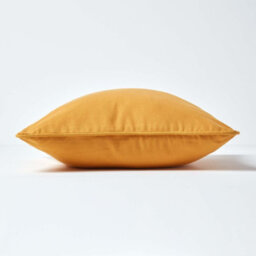 Homescapes Cotton Plain Mustard Yellow Rectangular Cushion Cover, 30 X 50 Cm - thumbnail 2