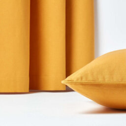 Homescapes Cotton Plain Mustard Yellow Rectangular Cushion Cover, 30 X 50 Cm - thumbnail 5