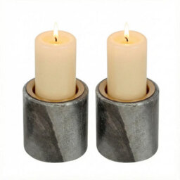 Urbn-Living Urbnliving 7Cm Marble Tea Light Candle Holder - Elegant Home Décor & Centrepiece Gift Set Of 2