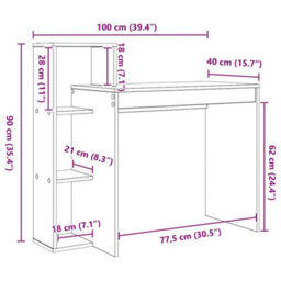 Berkfield Computer Desk Old Wood Engineered Wood Medium Computer Desk - thumbnail 9