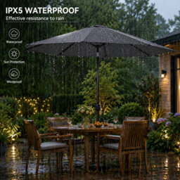 Shopnbits 3M Garden Parasol Umbrella Outdoor Patio Sun Shade Crank Tilt Uv Water Resistant Grey - thumbnail 5