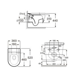 Homestylestore White Bathroom Wall Hung Rimless Toilet Tall Wall Frame And Chrome Round Flush Plate - thumbnail 4