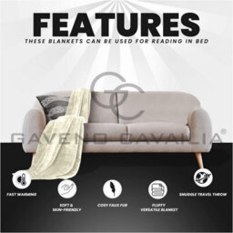 Gc Gaveno Cavailia Luxury Faux Fur Throw 150X200 Cm Cream Fleece Blanket For Double Bed & Sofa Bed - thumbnail 4