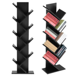 Living And Home 9 Shelf Black Rustic Standing Tree Bookcase Wood Display Rack  400 X 1320 mm - thumbnail 2