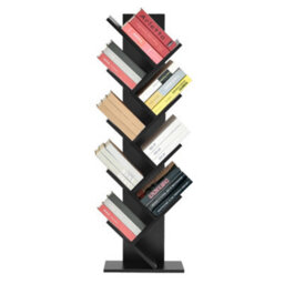 Living And Home 9 Shelf Black Rustic Standing Tree Bookcase Wood Display Rack  400 X 1320 mm - thumbnail 3