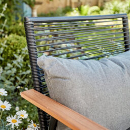 Home Source Cove Black Metal 4 Piece Outdoor Garden Table And Chair Set Padded Cushion Glass Tabletop - thumbnail 6