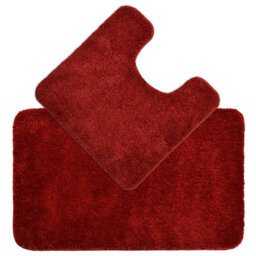Allure Bath Fashions Deep Pile Microfibre Non Slip Bath Mat Set - Burgundy