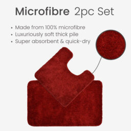 Allure Bath Fashions Deep Pile Microfibre Non Slip Bath Mat Set - Burgundy - thumbnail 5