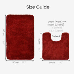 Allure Bath Fashions Deep Pile Microfibre Non Slip Bath Mat Set - Burgundy - thumbnail 6