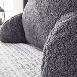 OHS Teddy Fleece Bed Reading Cushion Pillow With Arms Lumbar Support - thumbnail 3