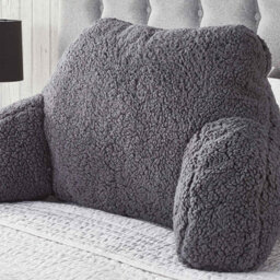 OHS Teddy Fleece Bed Reading Cushion Pillow With Arms Lumbar Support - thumbnail 1