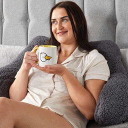 OHS Teddy Fleece Bed Reading Cushion Pillow With Arms Lumbar Support - thumbnail 2