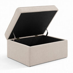 Furniturebox Uk Jasper Cream Linen-Look Fabric Storage Footstool - thumbnail 3