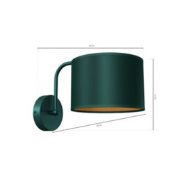 Milagro Verde Hand Made Scandi Style Wall Lamp In A Rich Green Finish With Gold Accents Holds 1Xe27 Led Bulb - thumbnail 5