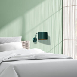 Milagro Verde Hand Made Scandi Style Wall Lamp In A Rich Green Finish With Gold Accents Holds 1Xe27 Led Bulb - thumbnail 3