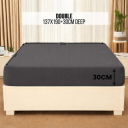 Aspire Homeware Charcoal Fitted Sheet-(30Cm) Deep Hotel Quality -Breathable Fitted Bed Sheets Double (L)190Cm X (W)137Cm - thumbnail 7