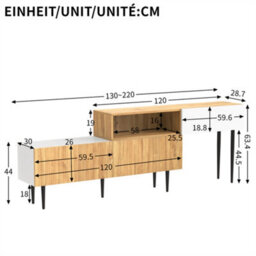 Abrihome Modern Tv Cabinet With Adjustable Length, Modular 2-Part Design, Multifunctional Living Room Furniture, Wood Look + Matte White - thumbnail 3