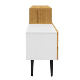 Abrihome Modern Tv Cabinet With Adjustable Length, Modular 2-Part Design, Multifunctional Living Room Furniture, Wood Look + Matte White - thumbnail 4