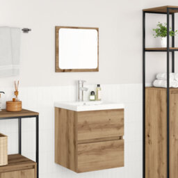 Berkfield Bathroom Furniture Set 3 Pcs Black Oak And White Standard - thumbnail 4