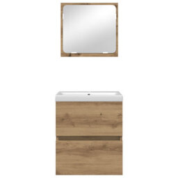 Berkfield Bathroom Furniture Set 3 Pcs Black Oak And White Standard - thumbnail 7