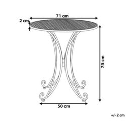 Beliani Foldable Bistro Table Grey Metal Shabby Chic French Round W71 X L71 X H75Cm - thumbnail 3
