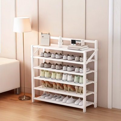 Darphe White 6 Tier Foldable Bamboo Shoe Rack No Assembly Required - image 1
