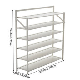 Darphe White 6 Tier Foldable Bamboo Shoe Rack No Assembly Required - thumbnail 7