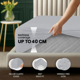 Aspire Homeware Silver Fitted Sheet 40 Cm Extra Deep Pocket Hypoallergenic Bed Sheet Microfiber (L)190Cm X (W)137Cm, Double - thumbnail 2