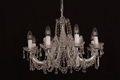 Luminosa Lighting Luminosa Marie Theresa Glass Chrome 8 Arm Chandelier