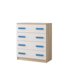 Arte Serene Oak Sonoma And White Chest H930mm W800mm D400mm - Blue Handles For Calming Spaces - thumbnail 1