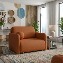 Viva Sun I Sofa Bed Chair With Sleeping Function And Bedding Storage Chipboard Frame Metal Legs 100X103X85Cm Orange