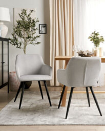 Beliani Set Of 2 Dining Chairs Casmalia Velvet Taupe - thumbnail 2