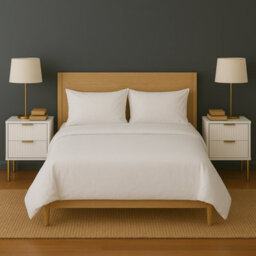 Home Treats Ridged Bedside Table White Wooden 2 Drawer Side Table Gold Handles 63 X 50 X 40 Cm - thumbnail 4