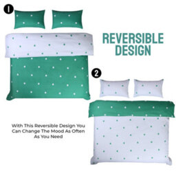 Ameha Print Duvet Cover 3 Piece Set Green & White Dotted Pattern Anti Allergic Microfiber Super King (260X220Cm) - thumbnail 2