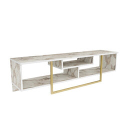 Decorotika Astona Tv Stand Tv Unit For Tvs Up To 65 Inch White Marble Effect And Gold - thumbnail 6