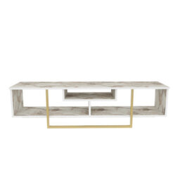 Decorotika Astona Tv Stand Tv Unit For Tvs Up To 65 Inch White Marble Effect And Gold - thumbnail 5