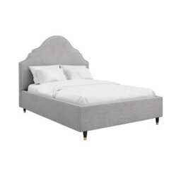 Wyld Haus Princeton 4Ft6 Upholstered Double Bed In Light Grey Linen Retro Headboard - thumbnail 4