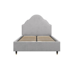 Wyld Haus Princeton 4Ft6 Upholstered Double Bed In Light Grey Linen Retro Headboard - thumbnail 5