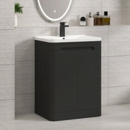 Royal Bathrooms Venice 800mm Matt Nocturne Black Floor Standing Vanity Unit 2 Drawer With Ceramic Basin - thumbnail 5