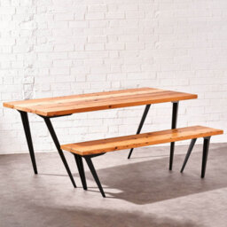 Timber Foundry Angled Leg Dining Table 6-8 Seater + 1 Bench, Natural - thumbnail 1