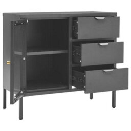 Berkfield Sideboard Anthracite 75X35X70 Cm Steel And Tempered Glass - thumbnail 6
