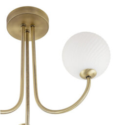 Happy Homewares Modern Antique Brass Plated Ceiling Light Fitting With Swirl Glass - thumbnail 4