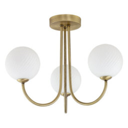Happy Homewares Modern Antique Brass Plated Ceiling Light Fitting With Swirl Glass