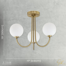 Happy Homewares Modern Antique Brass Plated Ceiling Light Fitting With Swirl Glass - thumbnail 7