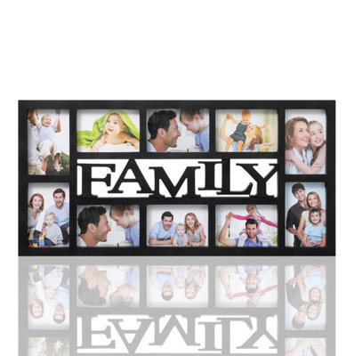 Arpan Family Multi Aperture Photo Picture Frame - Holds 10 X 6''x4'' Photos (Black Family) - image 1