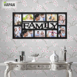 Arpan Family Multi Aperture Photo Picture Frame - Holds 10 X 6''x4'' Photos (Black Family) - thumbnail 2