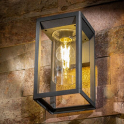CGC Lighting Cgc Outdoor Outside Wall Light Anthracite Grey E27 Lantern Clear Diffuser Ip54 Porch Security